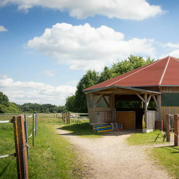 Longierhalle und Zugang zu den Weiden