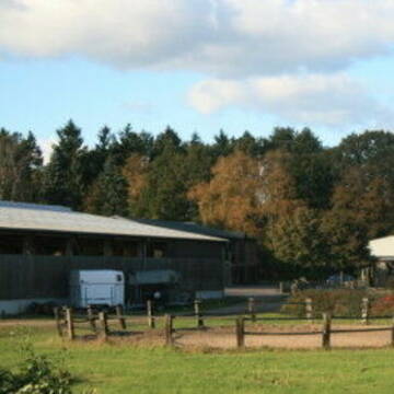 Blick von der Spielwiese auf den Longierzirkel